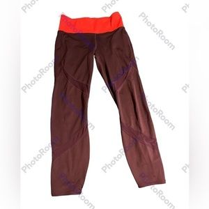 ATHLETA Tenacity 7/8 Tight Women's‎ Mediun Burgundy/orange With  Pockets